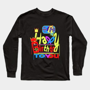 Happy Birthday Alphabet Letter (( H )) Dazzling Creative Design Long Sleeve T-Shirt